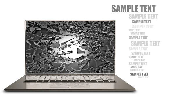 Laptop com tela quebrada — Fotografia de Stock