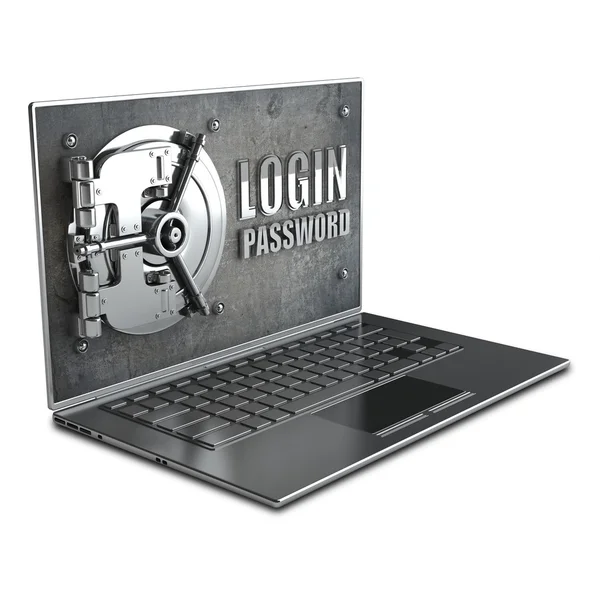 Laptop with steel security password — Stock Photo, Image