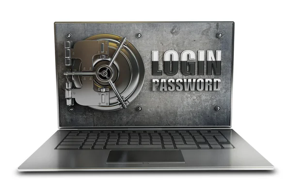 Laptop with steel security password — Stock Photo, Image