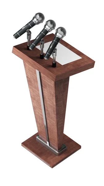 Tribuna in legno con microfoni — Foto Stock