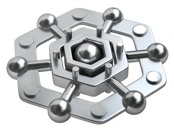 Estrutura de moléculas brilhantes de prata — Fotografia de Stock