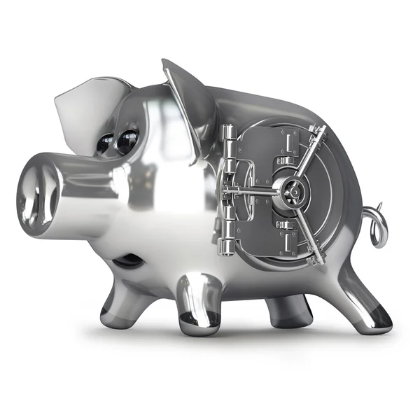 Piggy bank with vault door. — Stock Photo, Image