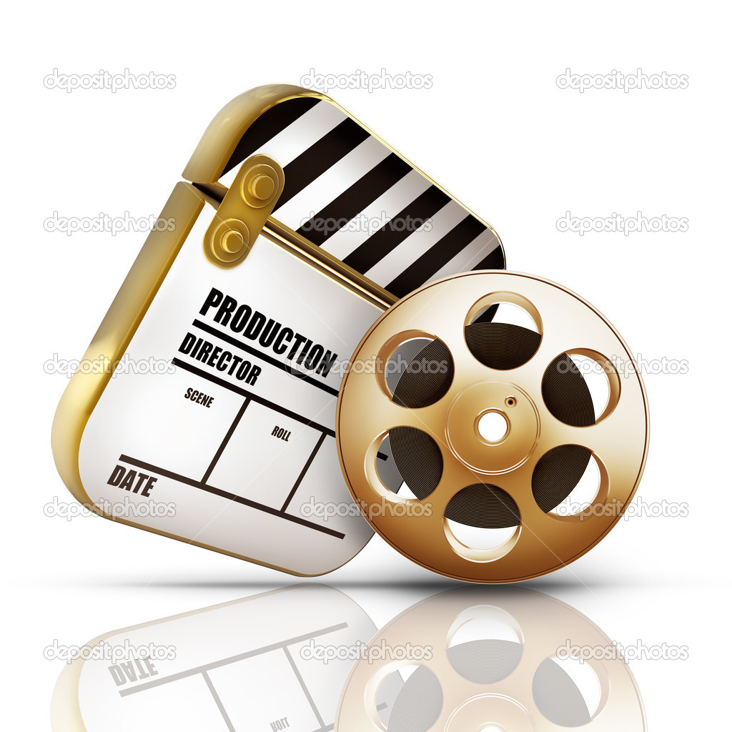 Golden Clap board and Film roll.