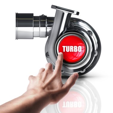 Kırmızı düğme ile çelik Turbo.