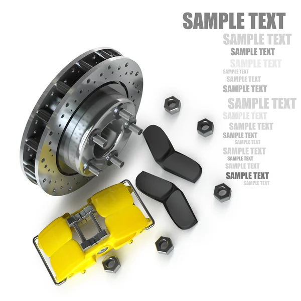 Disassembled Brake Disc with yellow Calliper from a Racing Car — Stock Photo, Image