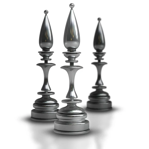 Chess silver officers — Stock Photo, Image