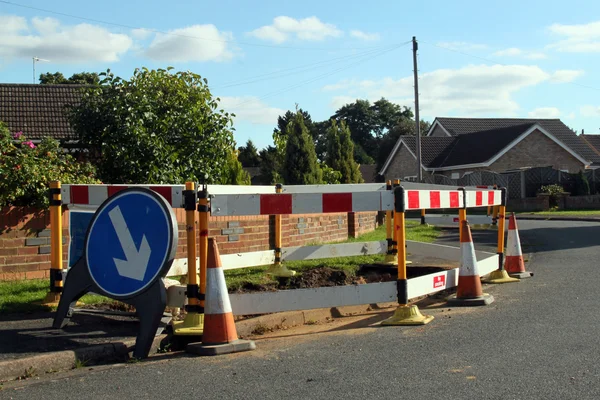 Road work warning signs and barriers. — Stock Photo, Image