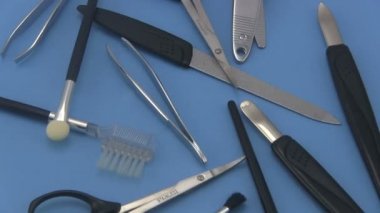 Manikür veya pedikür mavi bir arka plan ayarla.