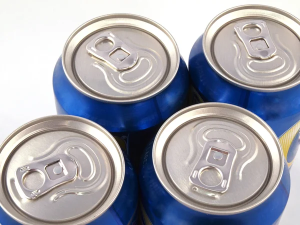 Ring pulls on the tops of drink cans. — Stock Photo, Image