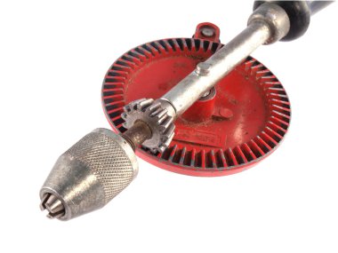 beyaz zemin üzerinde eski el matkabı.