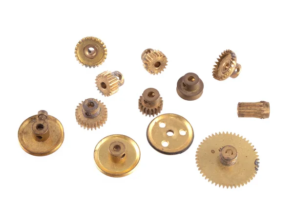 Gear wheels and cogs on a white background. — Stock Photo, Image