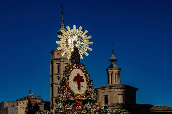 Célébration Chrétienne Originale Saragosse Espagne Dans Firga Octernik Fleurs Contre — Photo