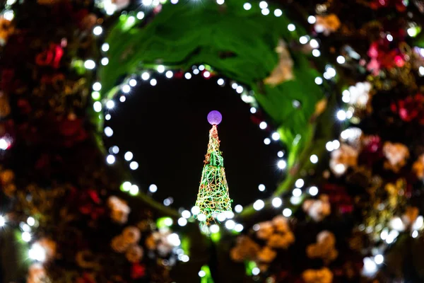 Beautiful Original Christmas Illumination Night Spanish City Zaragoza — Stock Fotó