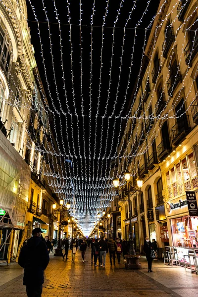 Beautiful Original Christmas Illumination Night Spanish City Zaragoza — Fotografia de Stock