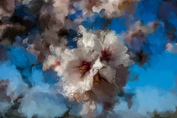 Schöner Blühender Obstbaum Mit Weißen Blüten Einem Sonnigen Frühlingstag — Stockfoto