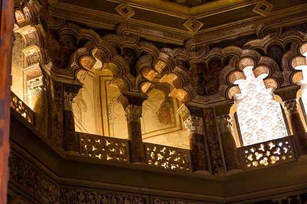 Gyönyörű Eredeti Iszlám Antik Ablak Spanyol Erőd Építészet Háttér — Stock Fotó