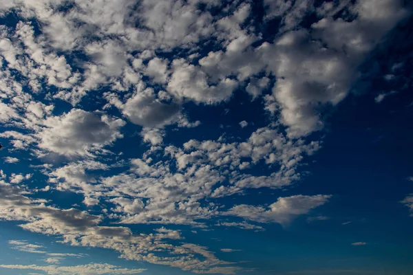 Gyönyörű Kék Háttér Fehér Felhő Egy Napsütéses Napon — Stock Fotó
