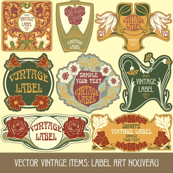 Etiket art nouveau — Stok Vektör