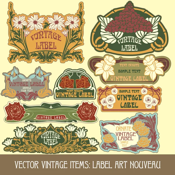 Etiket art nouveau — Stok Vektör