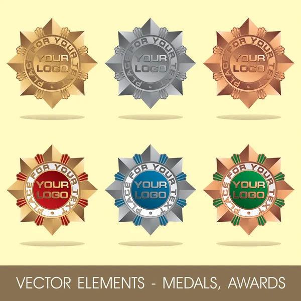 Elementos vectoriales: medallas, premios — Archivo Imágenes Vectoriales