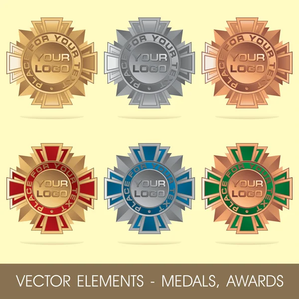 Elementos vectoriales: medallas, premios — Archivo Imágenes Vectoriales