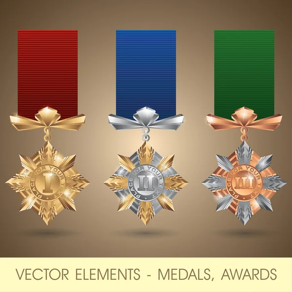 Elementos vectoriales: medallas, premios — Vector de stock