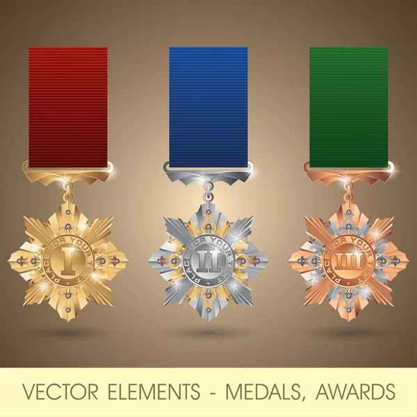 Elementos vectoriales: medallas, premios — Archivo Imágenes Vectoriales