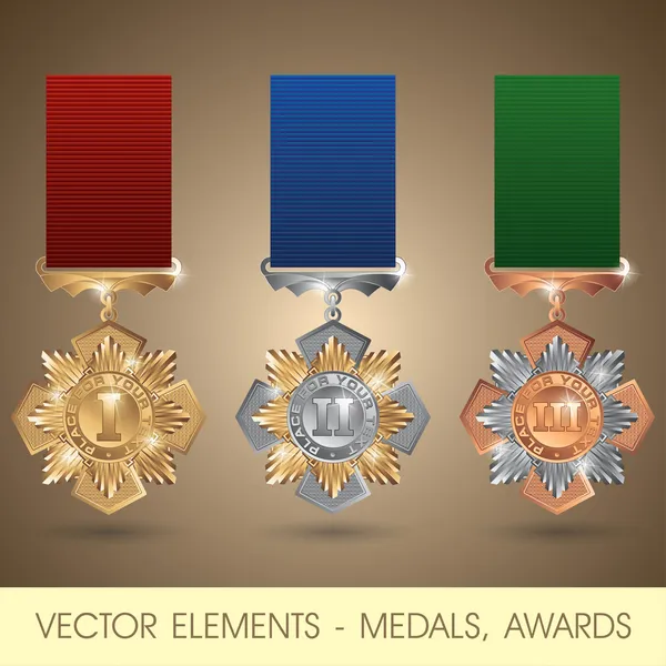 Elementos vectoriales: medallas, premios — Archivo Imágenes Vectoriales