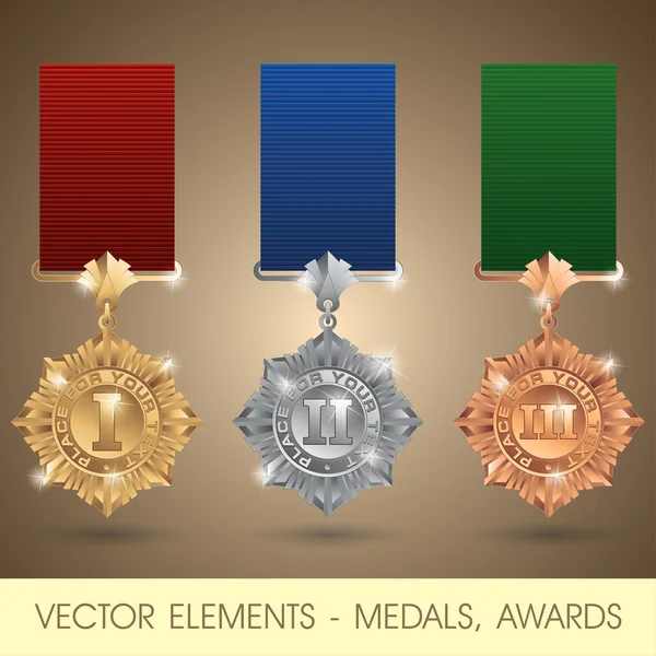 Elementos vectoriales: medallas, premios — Vector de stock