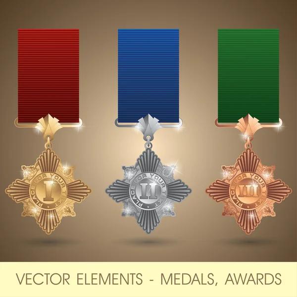 Elemen vektor - medali, penghargaan - Stok Vektor