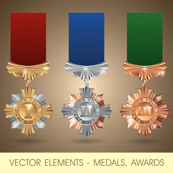 Elementos vectoriales: medallas, premios — Archivo Imágenes Vectoriales