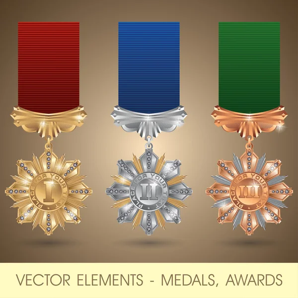 Elementos vectoriales: medallas, premios — Archivo Imágenes Vectoriales