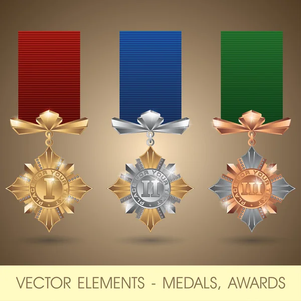 Elementos vectoriales: medallas, premios — Archivo Imágenes Vectoriales