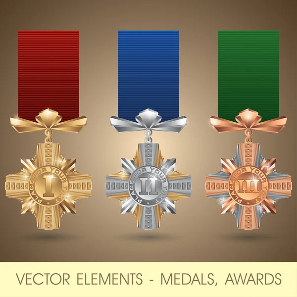 Elementos vectoriales: medallas, premios — Archivo Imágenes Vectoriales