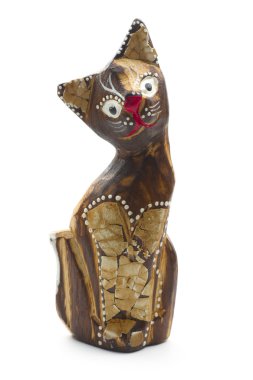 boyalı ahşap kedi