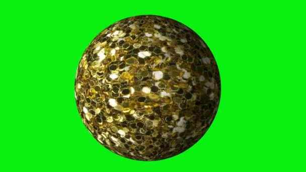 Glitter ball rotating in loop on green screen — Stock Video