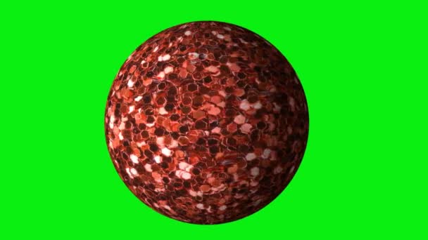 Glitter ball rotating in loop on green screen — Stock Video