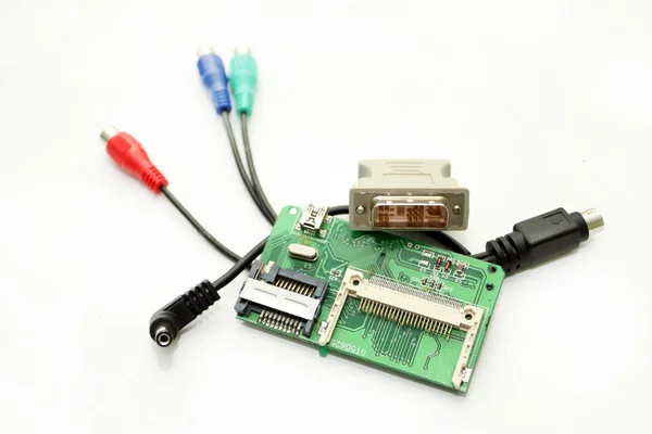 Diferentes cables y adaptadores con un chip —  Fotos de Stock