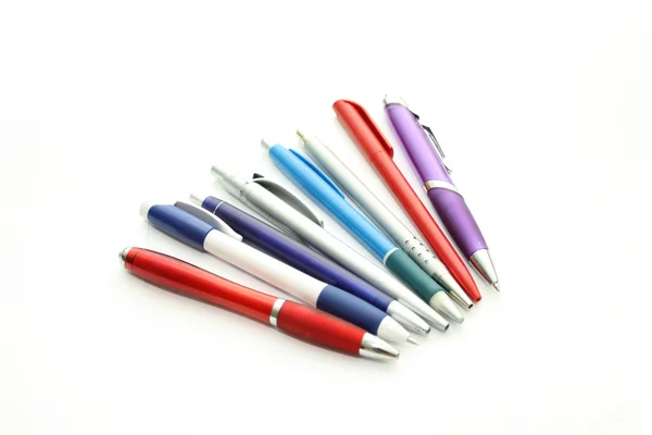 Zestaw wielobarwny biurowe długopisy — Zdjęcie stockowe
