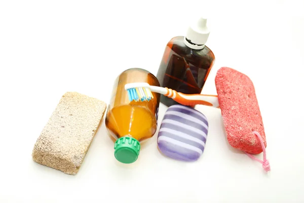 Still life - different means of hygiene for a body — Stock Photo, Image