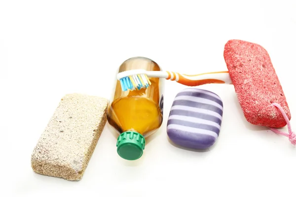 Still life - different means of hygiene for a body — Stock Photo, Image