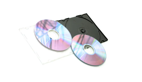 Compact disks and black box — Stock Photo, Image