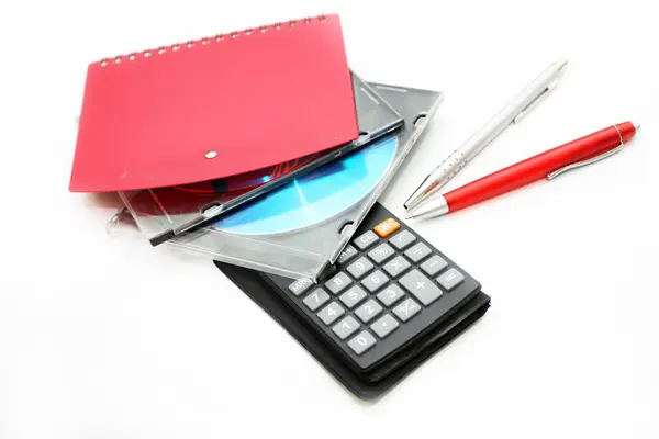 Office accessories and compact disks — Stock Photo, Image