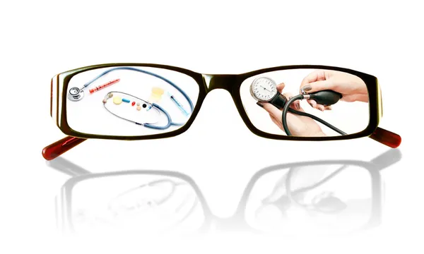 Paintings on the glasses with a medical theme — Stock Photo, Image