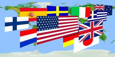 Dünyanın farklı ülkelerinin bayrakları