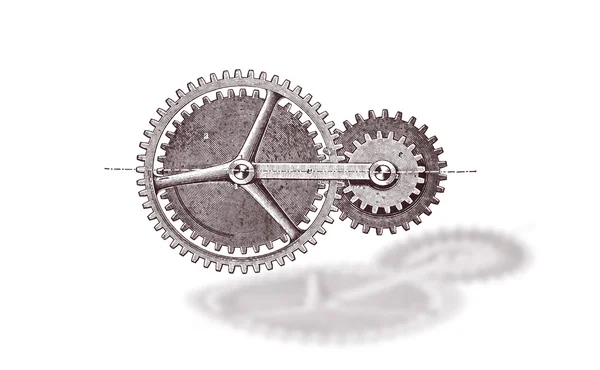 Drawing large and small gears — Stock Photo, Image