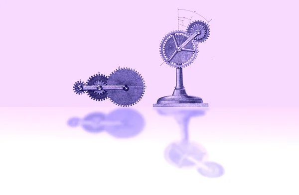 Different colors and moving mechanisms - gears, their connection — Stock Photo, Image