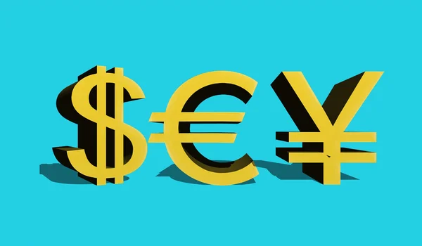 Dollar sign of the USA, eurocurrencies and Japanese enes — Stock Photo, Image