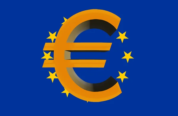 Signe, eurocurrencies contre un prapeur de l'Union européenne — Photo