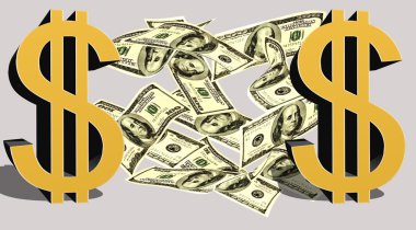 Bizi dolar işareti her tarafında Doları notları